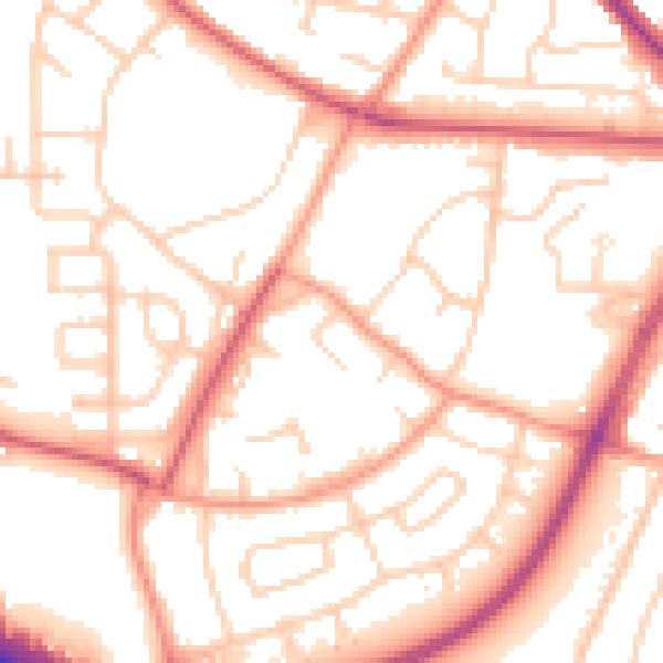 Daytime road noise heatmap for SO16 4NT