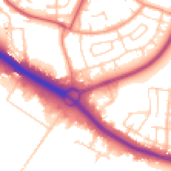 Daytime road noise heatmap for SO16 4QH