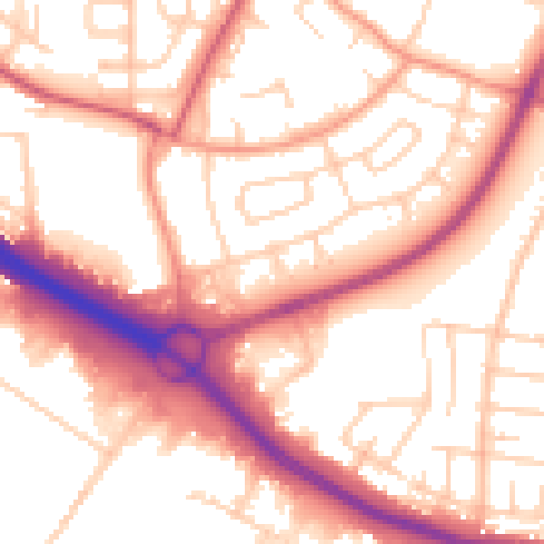 Daytime road noise heatmap for SO16 4QL
