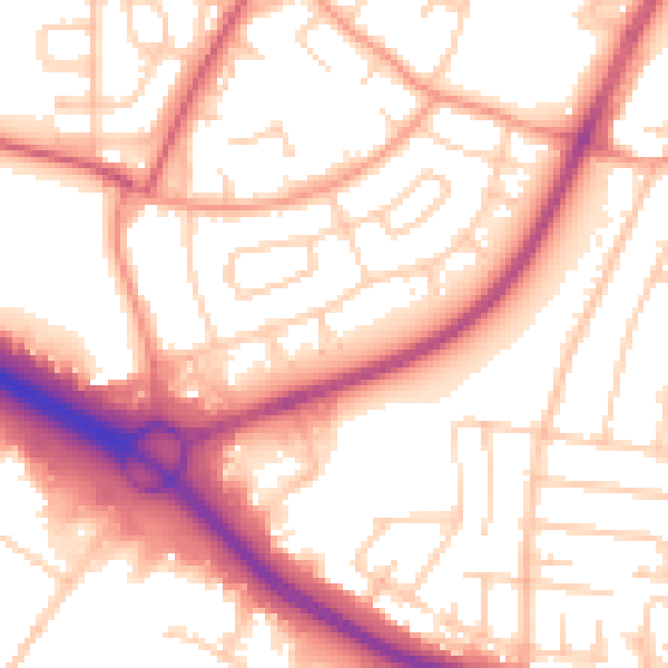 Daytime road noise heatmap for SO16 4QP