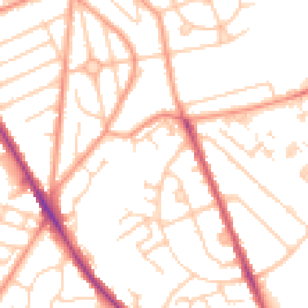 Daytime road noise heatmap for SO16 5DE
