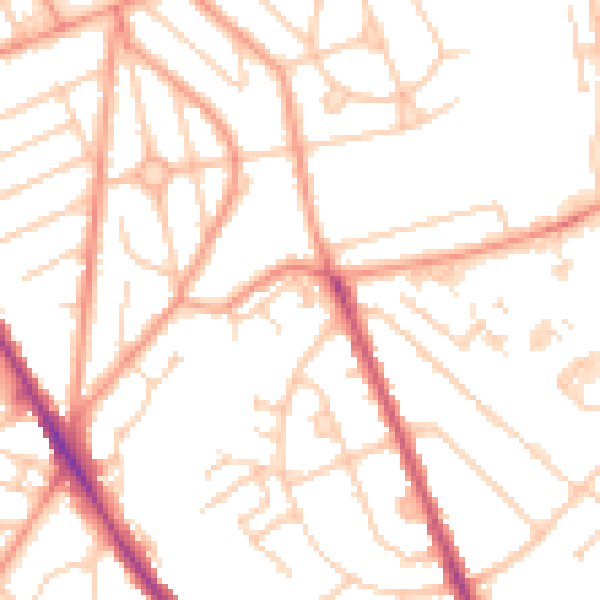 Daytime road noise heatmap for SO16 5DF