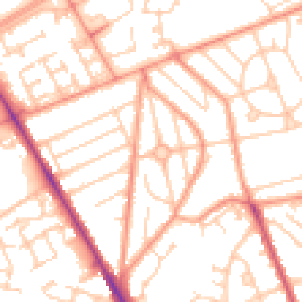 Daytime road noise heatmap for SO16 5EH