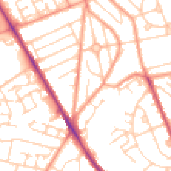 Daytime road noise heatmap for SO16 5FH
