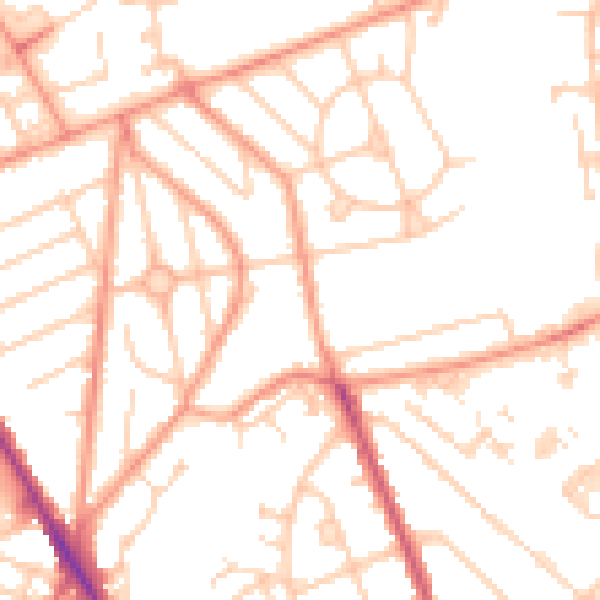 Daytime road noise heatmap for SO16 5FR