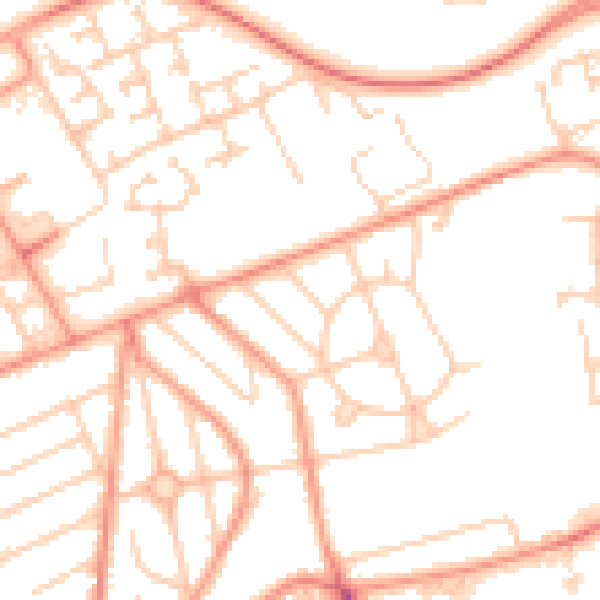 Daytime road noise heatmap for SO16 5GG