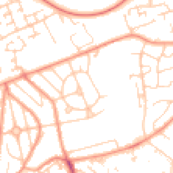 Daytime road noise heatmap for SO16 5GT