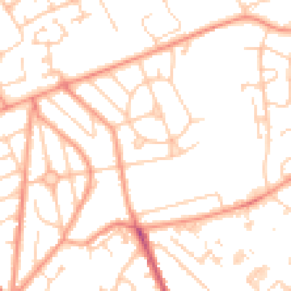 Daytime road noise heatmap for SO16 5HB