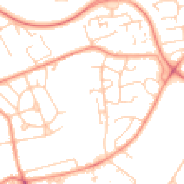 Daytime road noise heatmap for SO16 5HU