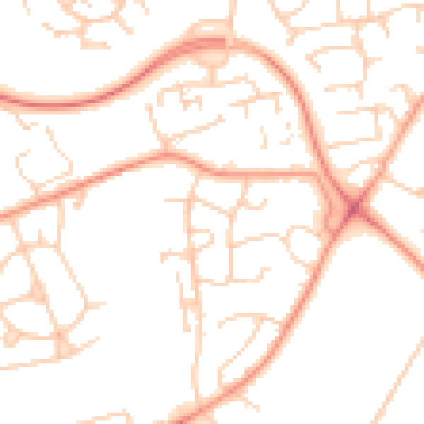 Daytime road noise heatmap for SO16 5JF