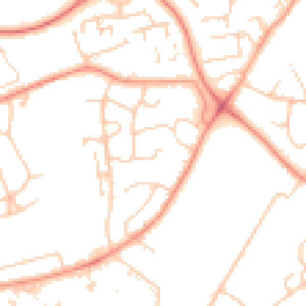 Daytime road noise heatmap for SO16 5JP