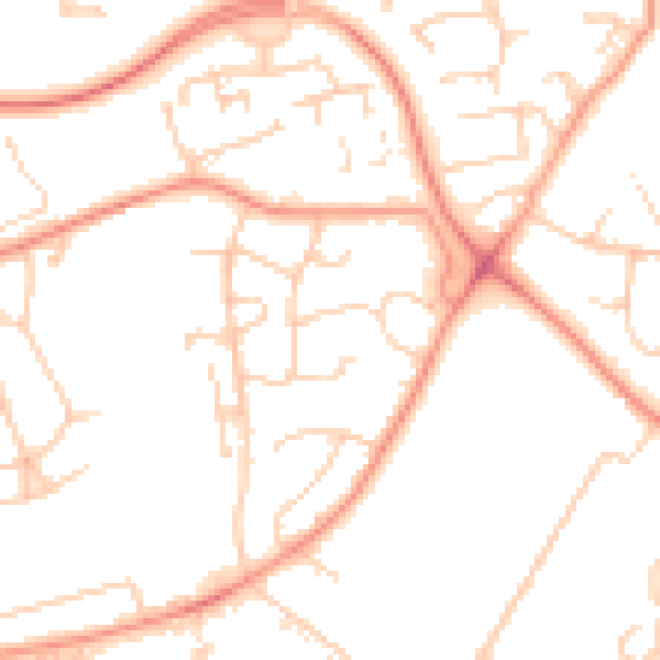 Daytime road noise heatmap for SO16 5JQ