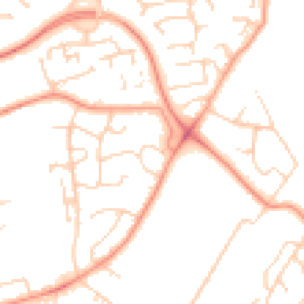 Daytime road noise heatmap for SO16 5JR