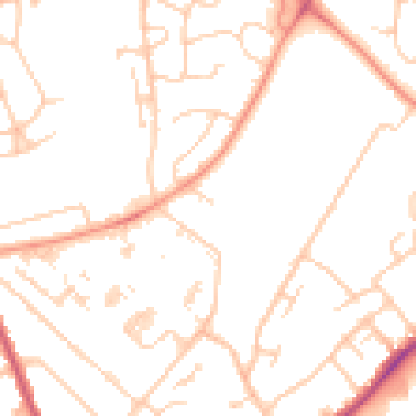 Daytime road noise heatmap for SO16 5JZ