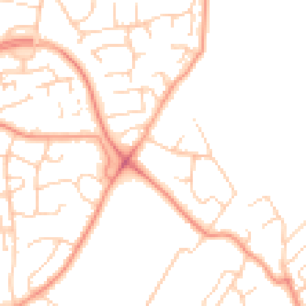 Daytime road noise heatmap for SO16 5LN
