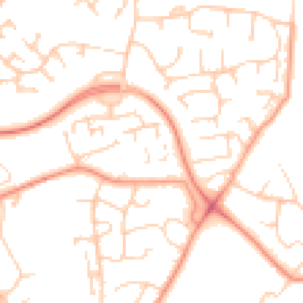 Daytime road noise heatmap for SO16 5NZ