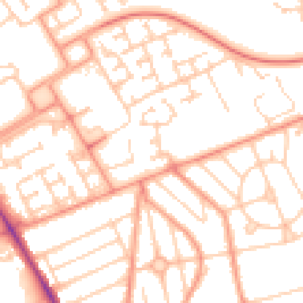 Daytime road noise heatmap for SO16 5SA