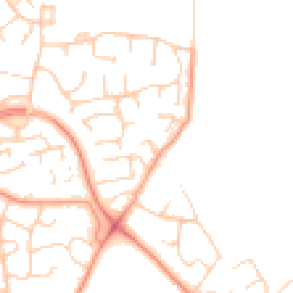 Daytime road noise heatmap for SO16 5SP