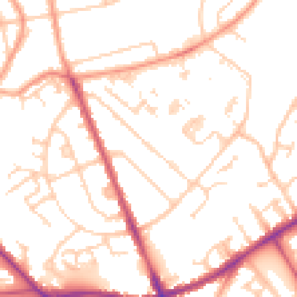 Daytime road noise heatmap for SO16 6AN