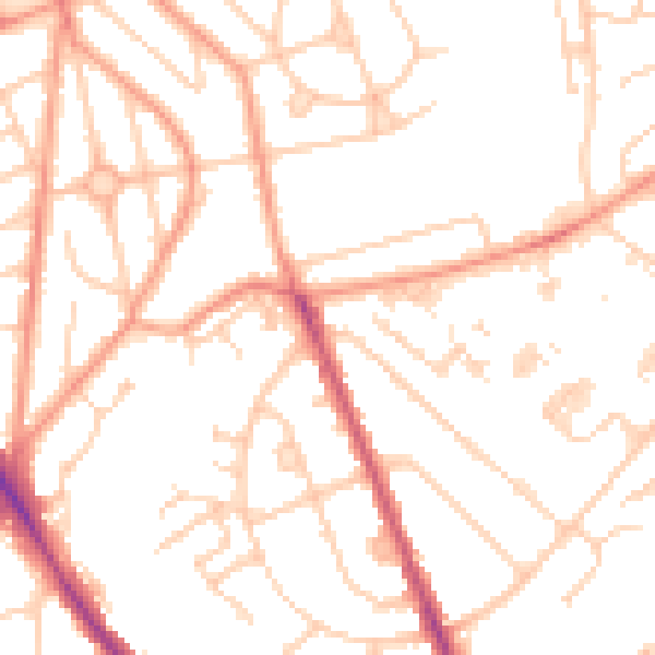 Daytime road noise heatmap for SO16 6AS
