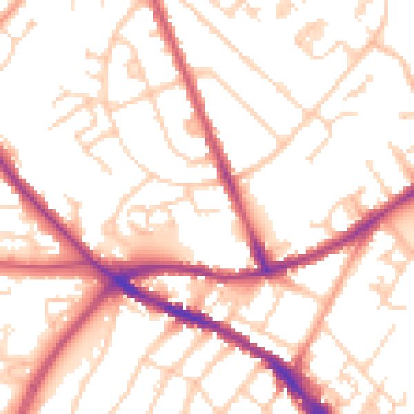 Daytime road noise heatmap for SO16 6AZ