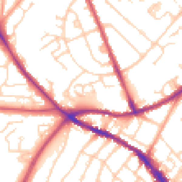 Daytime road noise heatmap for SO16 6BA
