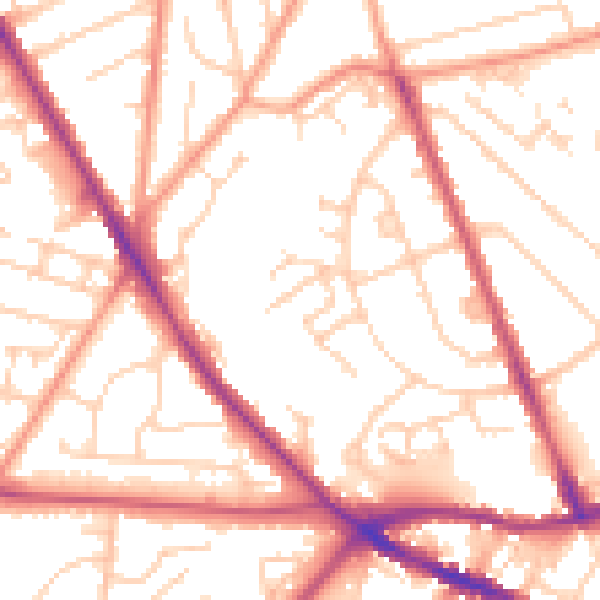 Daytime road noise heatmap for SO16 6DA