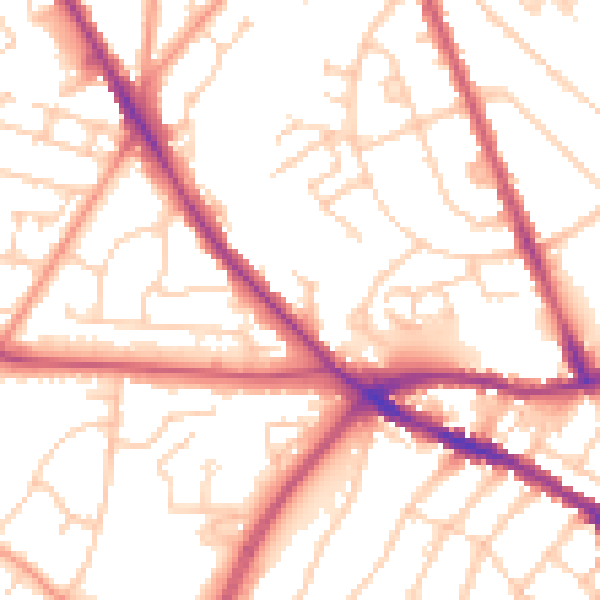 Daytime road noise heatmap for SO16 6DG