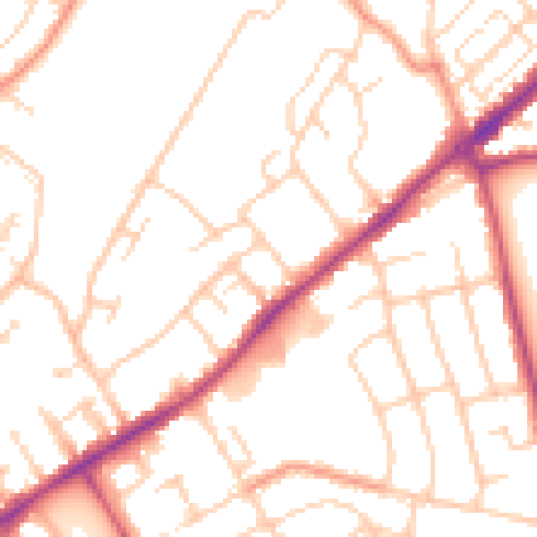 Daytime road noise heatmap for SO16 6DN