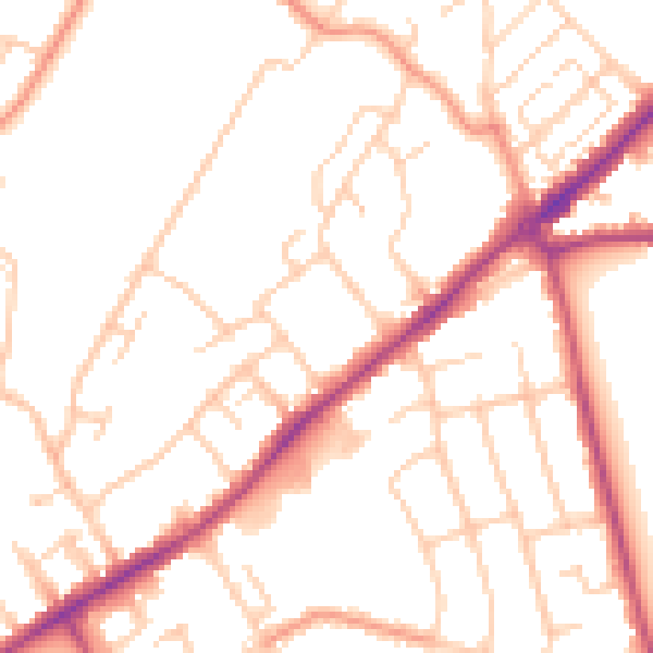 Daytime road noise heatmap for SO16 6DP