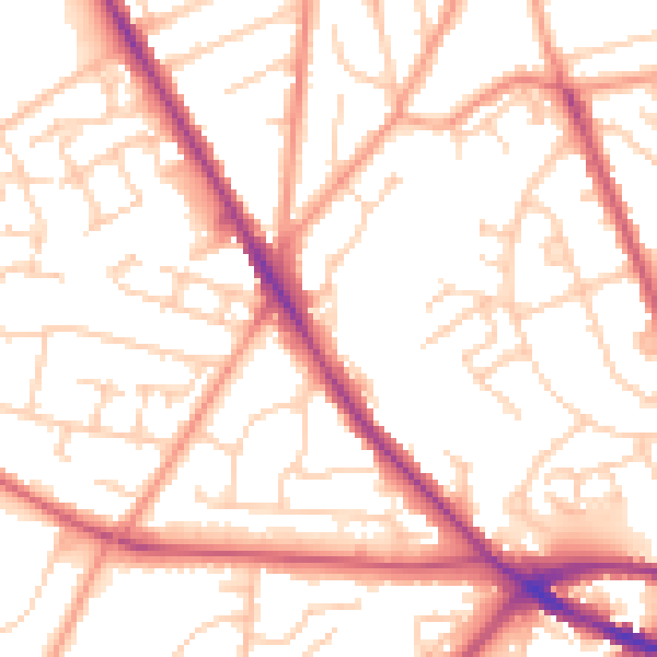 Daytime road noise heatmap for SO16 6FP