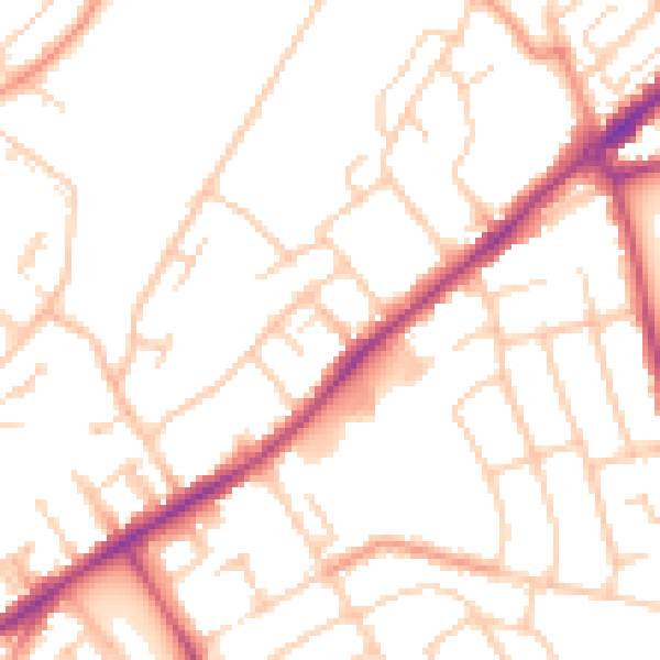Daytime road noise heatmap for SO16 6QE