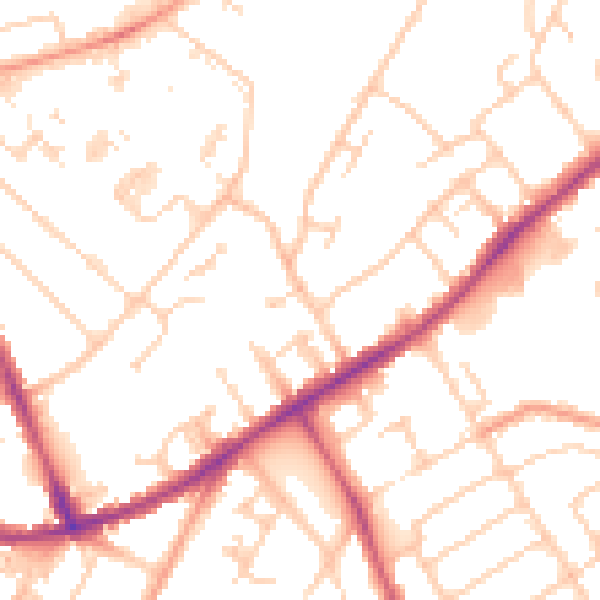 Daytime road noise heatmap for SO16 6QF