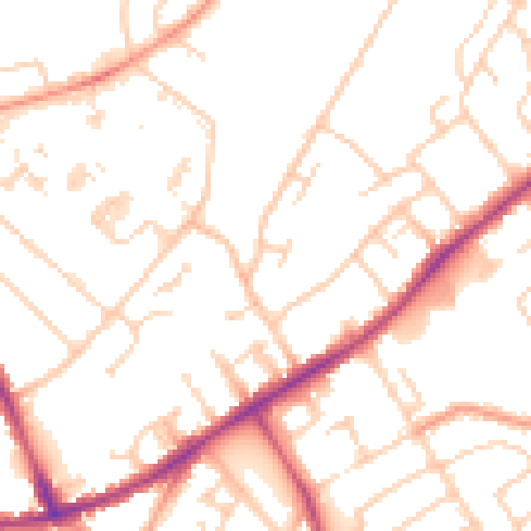 Daytime road noise heatmap for SO16 6QN