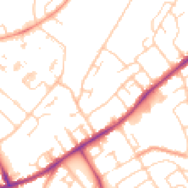 Daytime road noise heatmap for SO16 6QQ