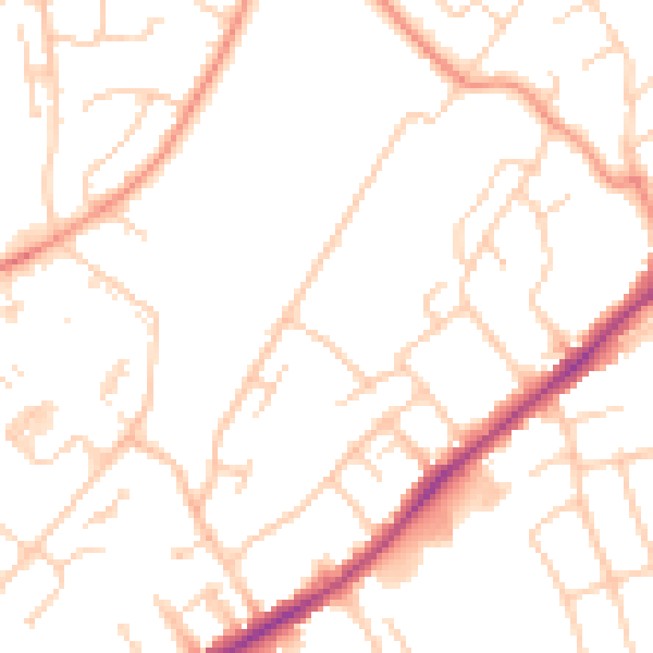 Daytime road noise heatmap for SO16 6QZ