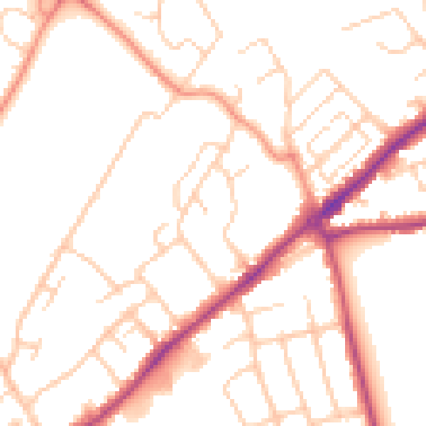 Daytime road noise heatmap for SO16 6RQ