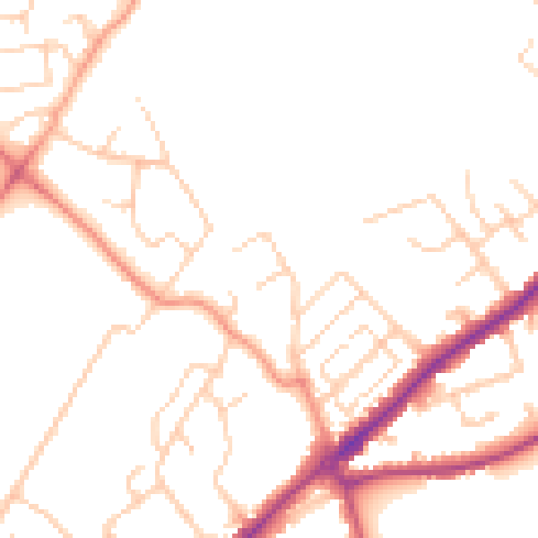 Daytime road noise heatmap for SO16 6RY