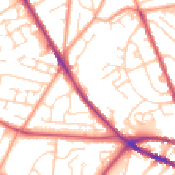 Daytime road noise heatmap for SO16 6SR