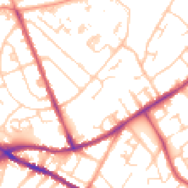 Daytime road noise heatmap for SO16 6SY