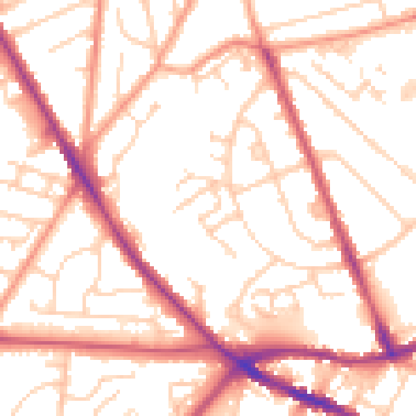 Daytime road noise heatmap for SO16 6TA