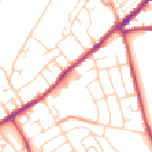 Daytime road noise heatmap for SO16 6TY