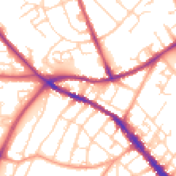 Daytime road noise heatmap for SO16 6UH