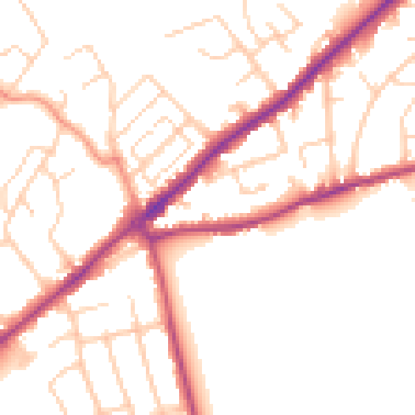 Daytime road noise heatmap for SO16 7AN