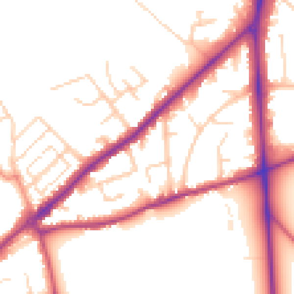 Daytime road noise heatmap for SO16 7BJ