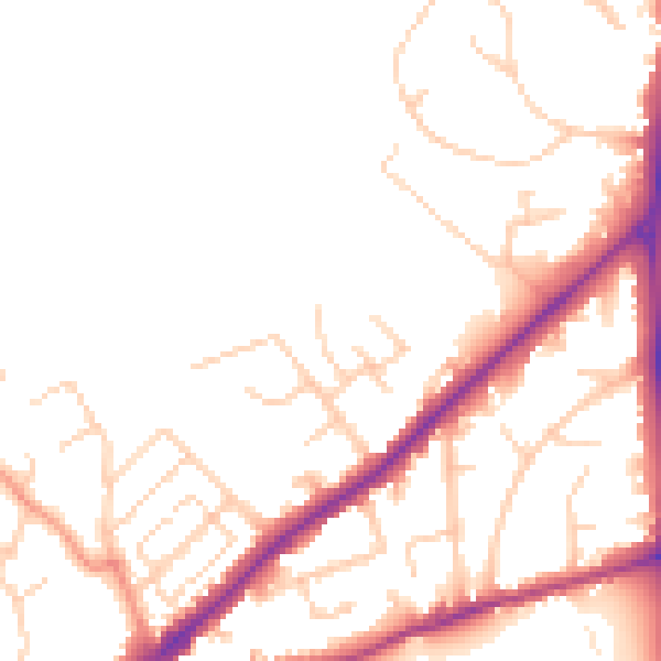 Daytime road noise heatmap for SO16 7BW