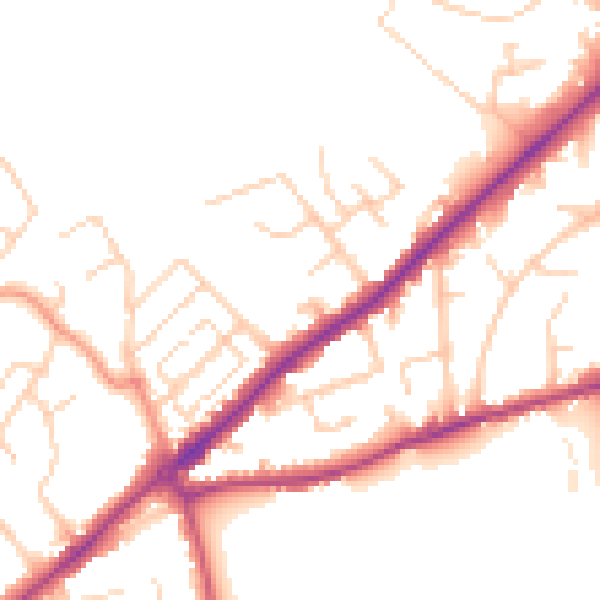 Daytime road noise heatmap for SO16 7DF