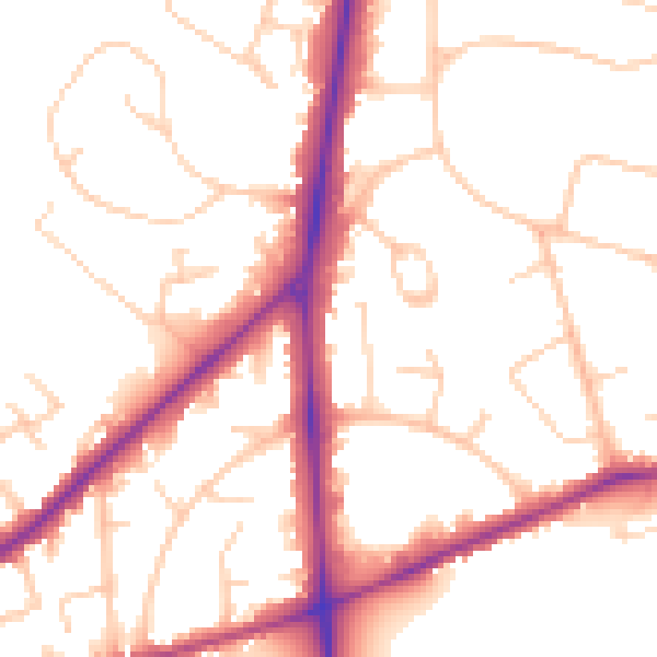 Daytime road noise heatmap for SO16 7DT