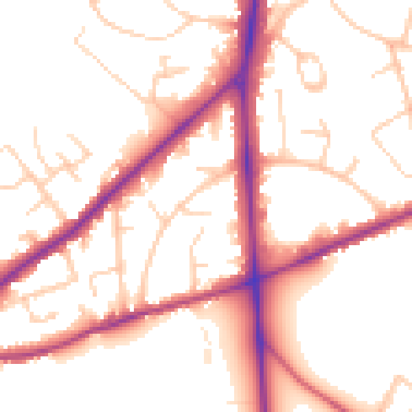 Daytime road noise heatmap for SO16 7DY