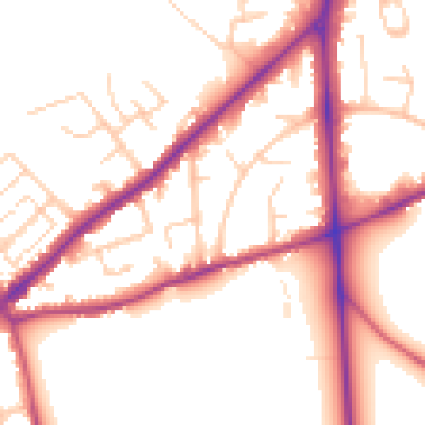 Daytime road noise heatmap for SO16 7EB